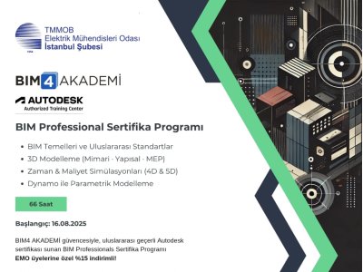 BIM PROFESSİONALS SERTİFİKA PROGRAMI  EMO ÜYELERİNE ÖZEL %15 İNDİRİM!