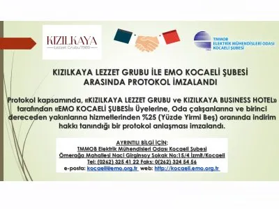 KIZILKAYA LEZZET GRUBU İLE EMO KOCAELİ ŞUBESİ ARASINDA PROTOKOL İMZALANDI