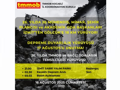 17 AĞUSTOS 1999 DEPREMİNİN 26. YILI ANMA ETKİNLİĞİ