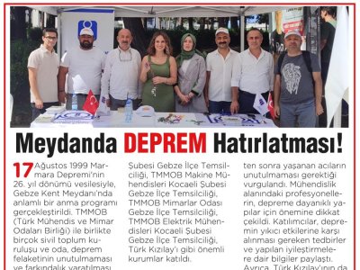 MAVİ MARMARA GAZETESİ: MEYDANDA DEPREM HATIRLATMASI!