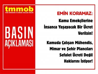 KAMUDA ÇALIŞAN MÜHENDİS, MİMAR VE ŞEHİR PLANCILARI SEFALET ÜCRETİ DEĞİL HAKLARINI İSTİYOR!