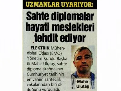 SAHTE DİPLOMALAR HAYATİ MESLEKLERİ TEHDİT EDİYOR (SÖZCÜ GAZETESİ, 11.08.2025)