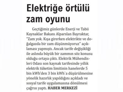 ELEKTRİĞE ÖRTÜLÜ ZAM OYUNU (YENİ YAŞAM GAZETESİ, 10.10.2025)