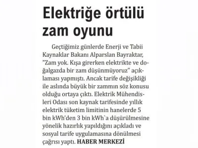 ELEKTRİĞE ÖRTÜLÜ ZAM OYUNU (YENİ YAŞAM GAZETESİ, 10.10.2025)